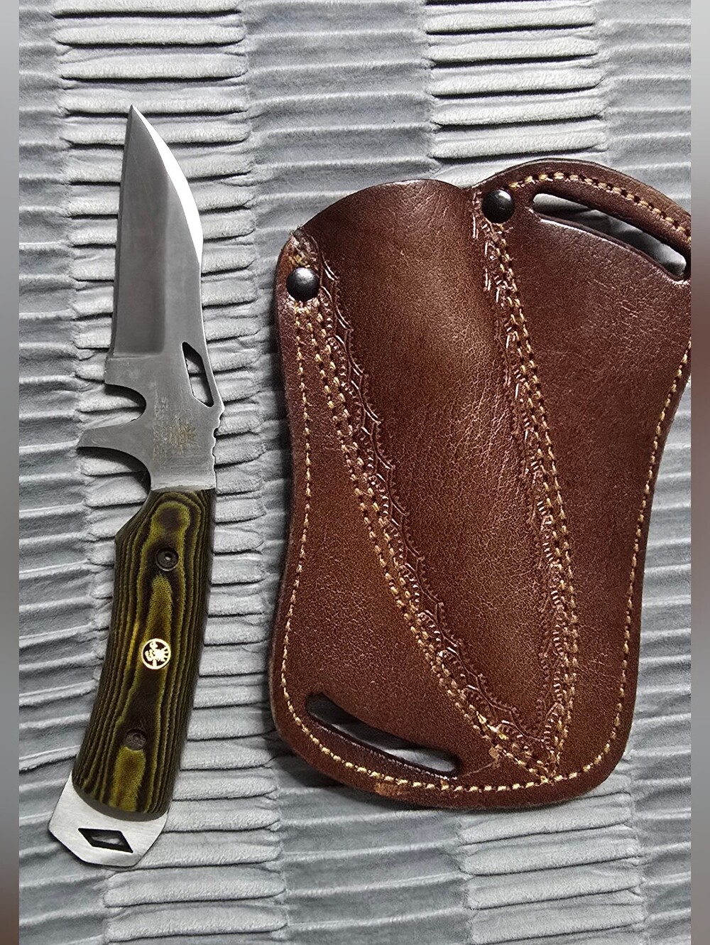 970 BladeWorks Hand Forged Fixed Blade Cross Sheath Wood Grain Handle USA Made🔥